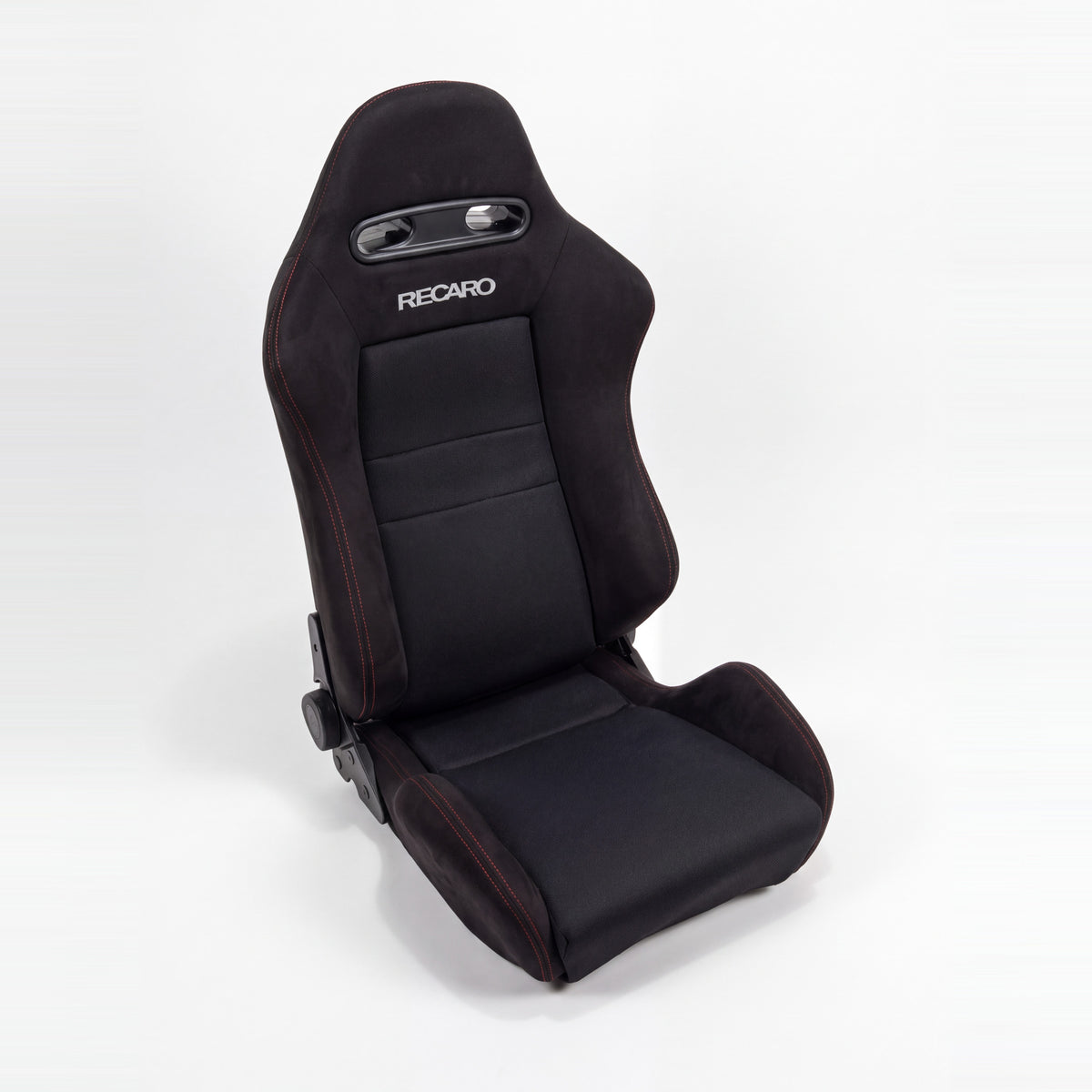 SR4 style bucket seat in black, three-quarter view