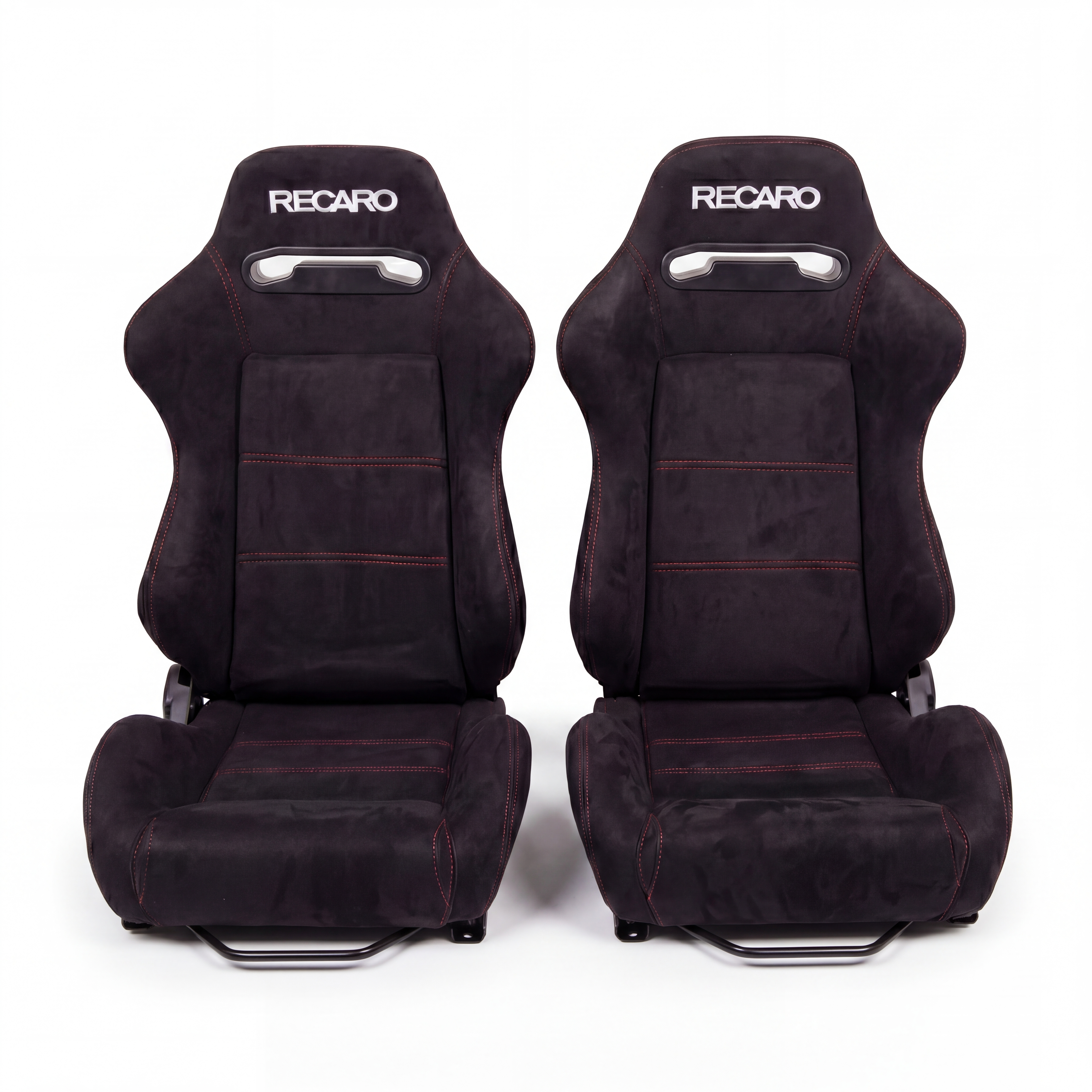 Recaro SR3 Style - Black Red Stitch (Pair)