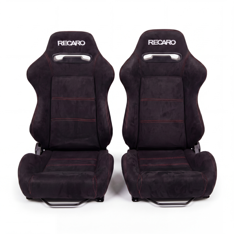 Recaro SR3 Style - Black Red Stitch (Pair)